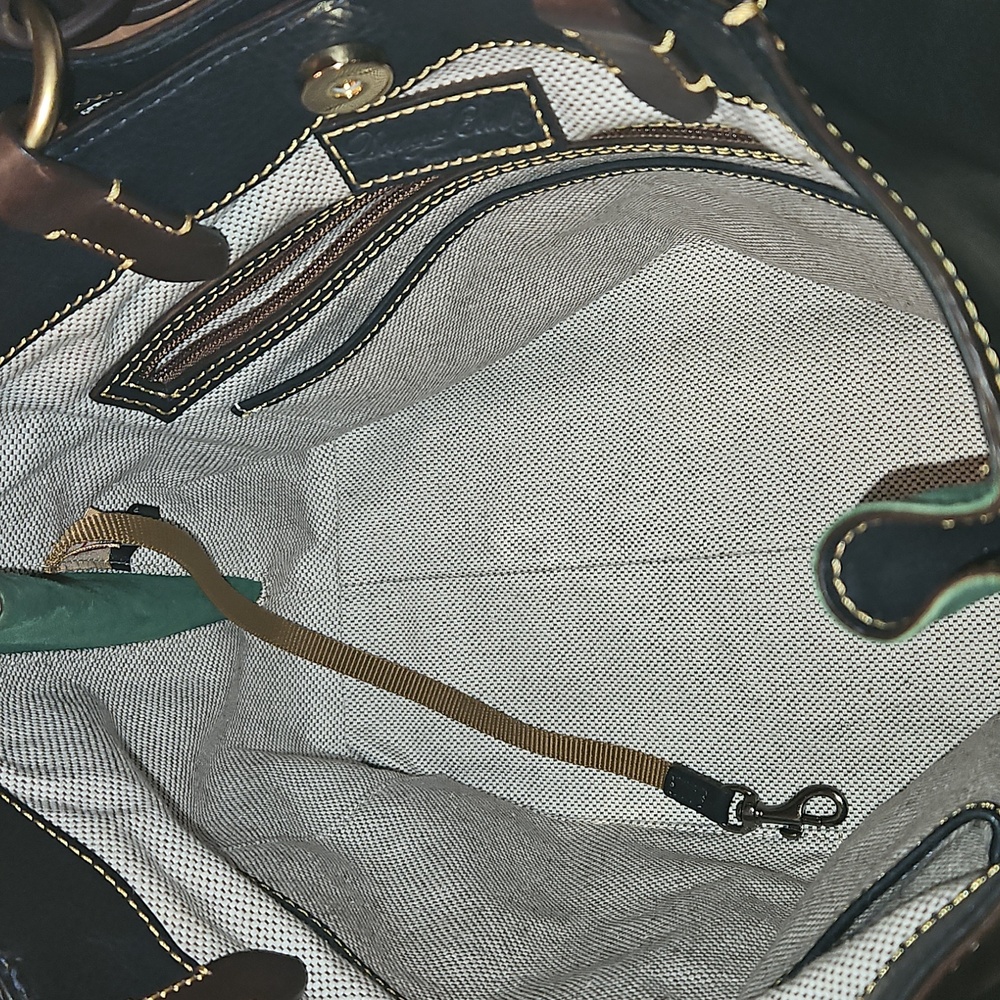 Dooney & Bourke Navy Barlow Bag  Florentine Leather - LARGE ZIPPERED - Picture 7 of 12
